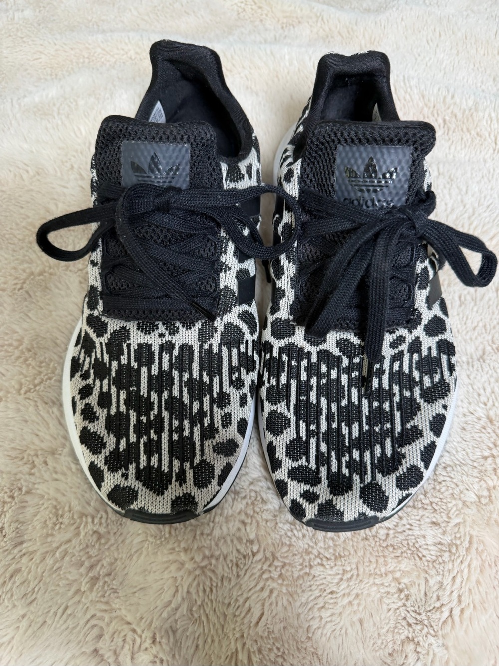 adidas Black and White Patterned Athletic Sneakers - Picture 2 of 4
